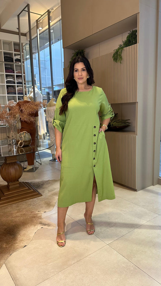 Vestido de Linho com Botões