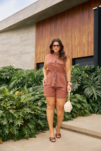 CONJUNTO DE LINHO SHORTS E COLETE