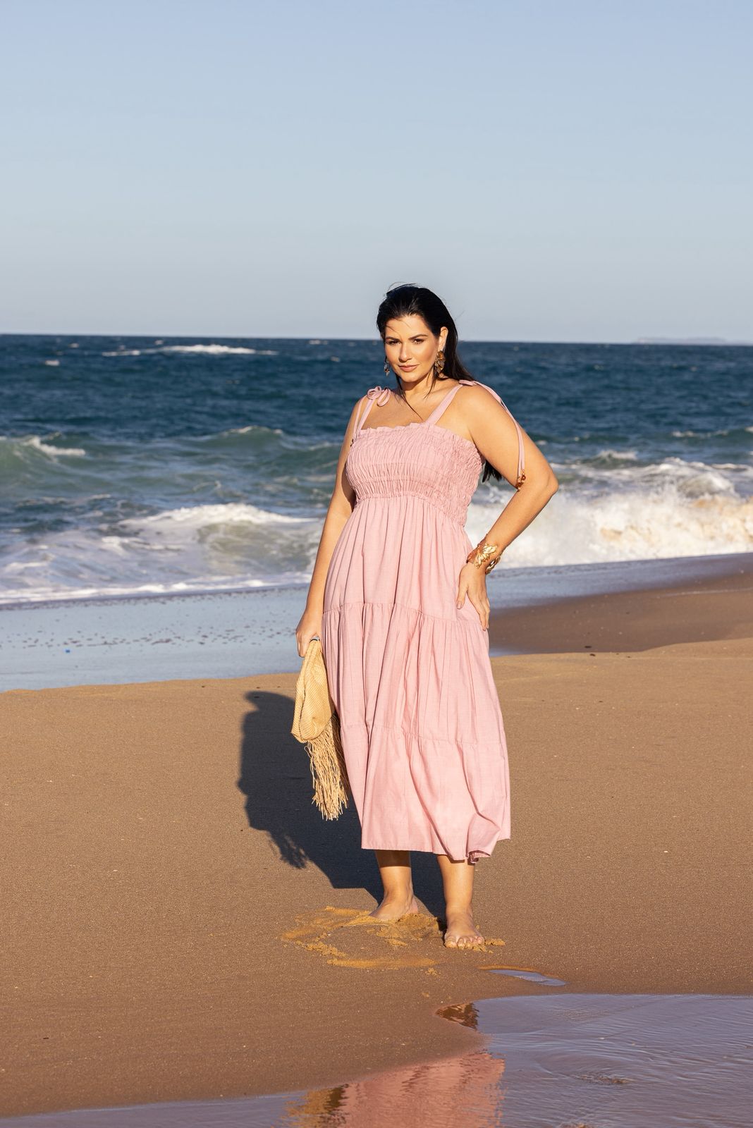 Vestido Mid com Lastex