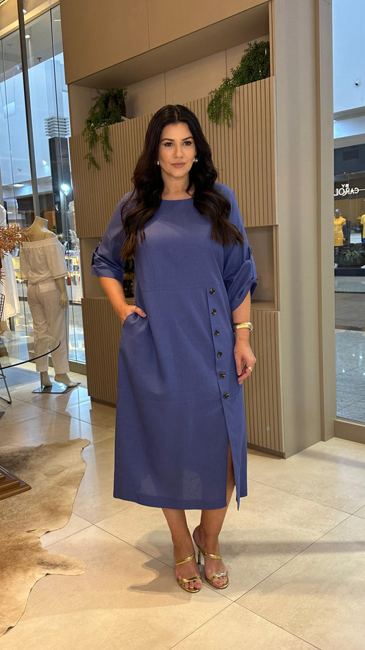 Vestido de Linho com Botões