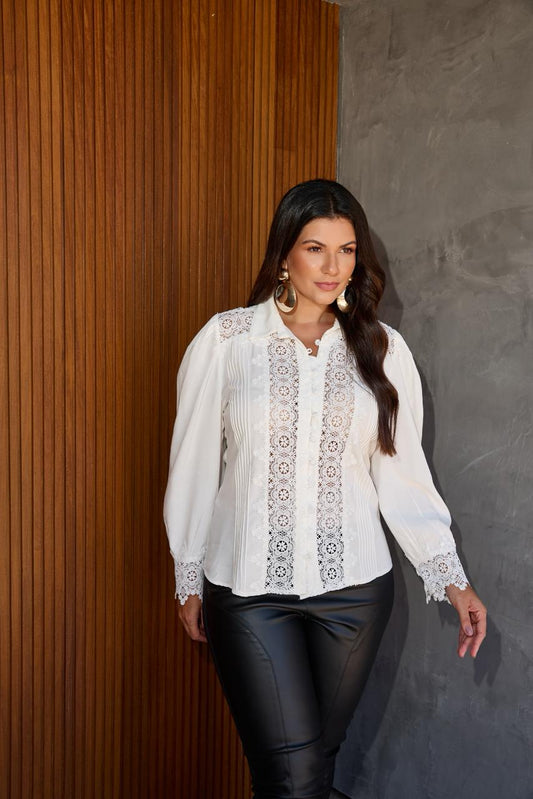 Camisa viscose renda