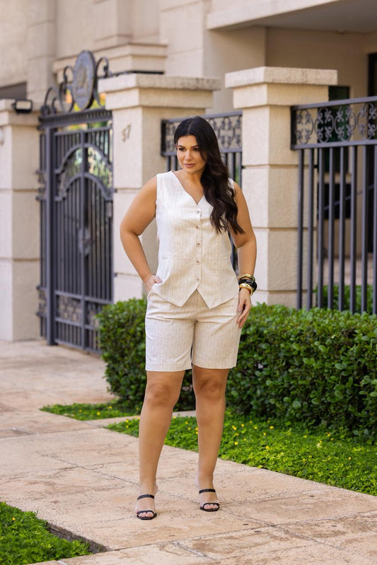 Conjunto de linho colete