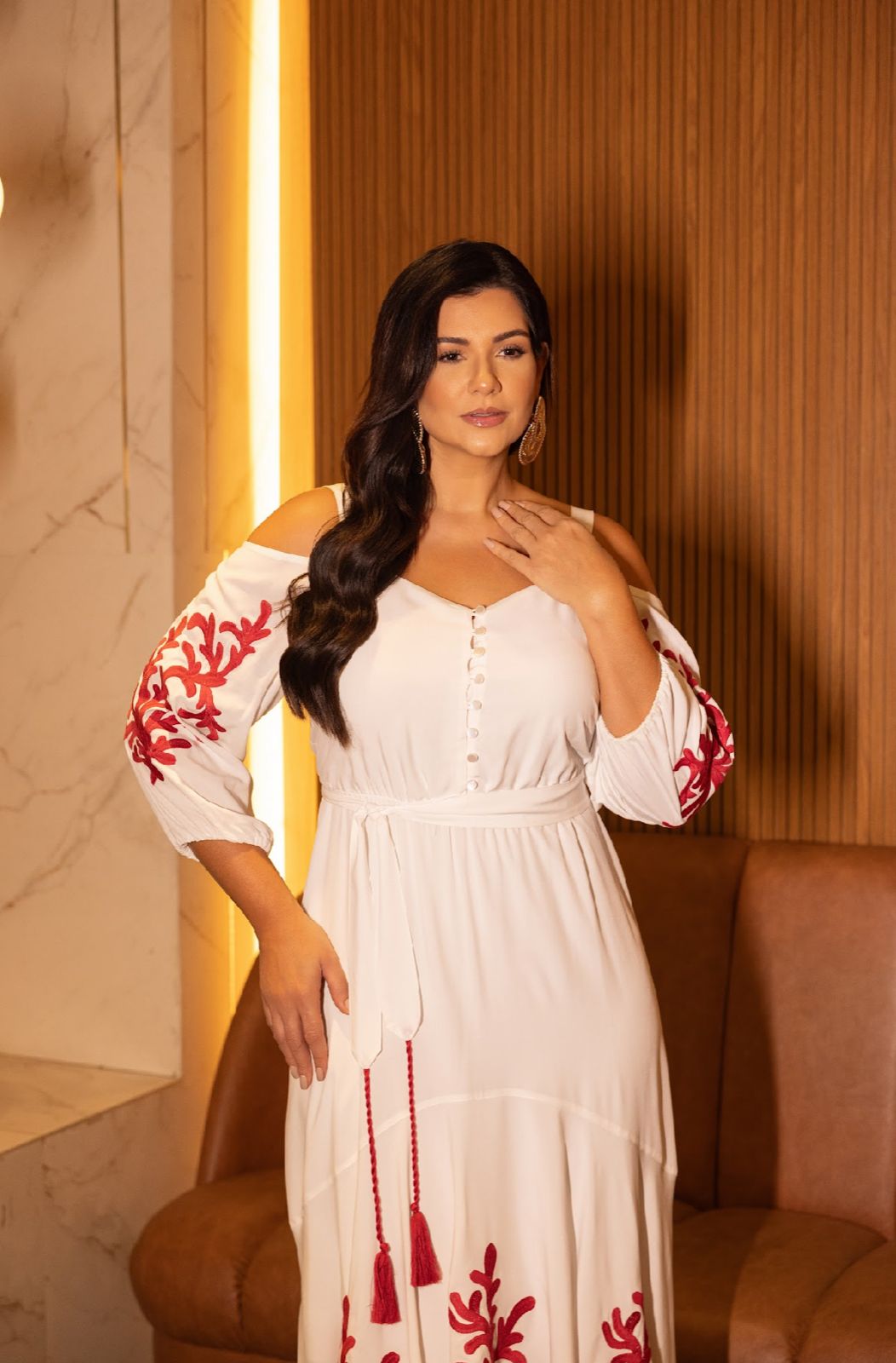 Vestido em viscose bordado