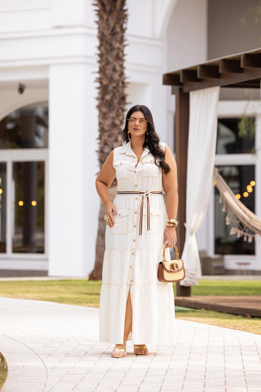 Vestido de Linho Pespontado