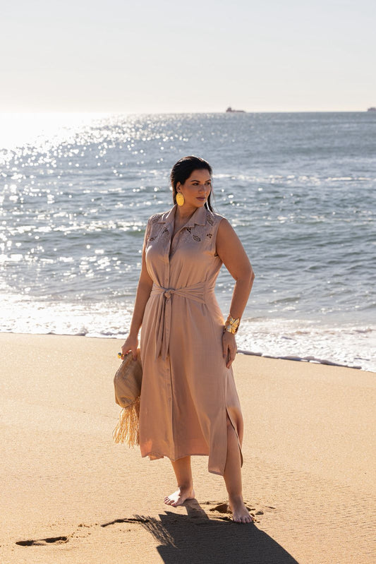 Vestido de Viscose Bordado