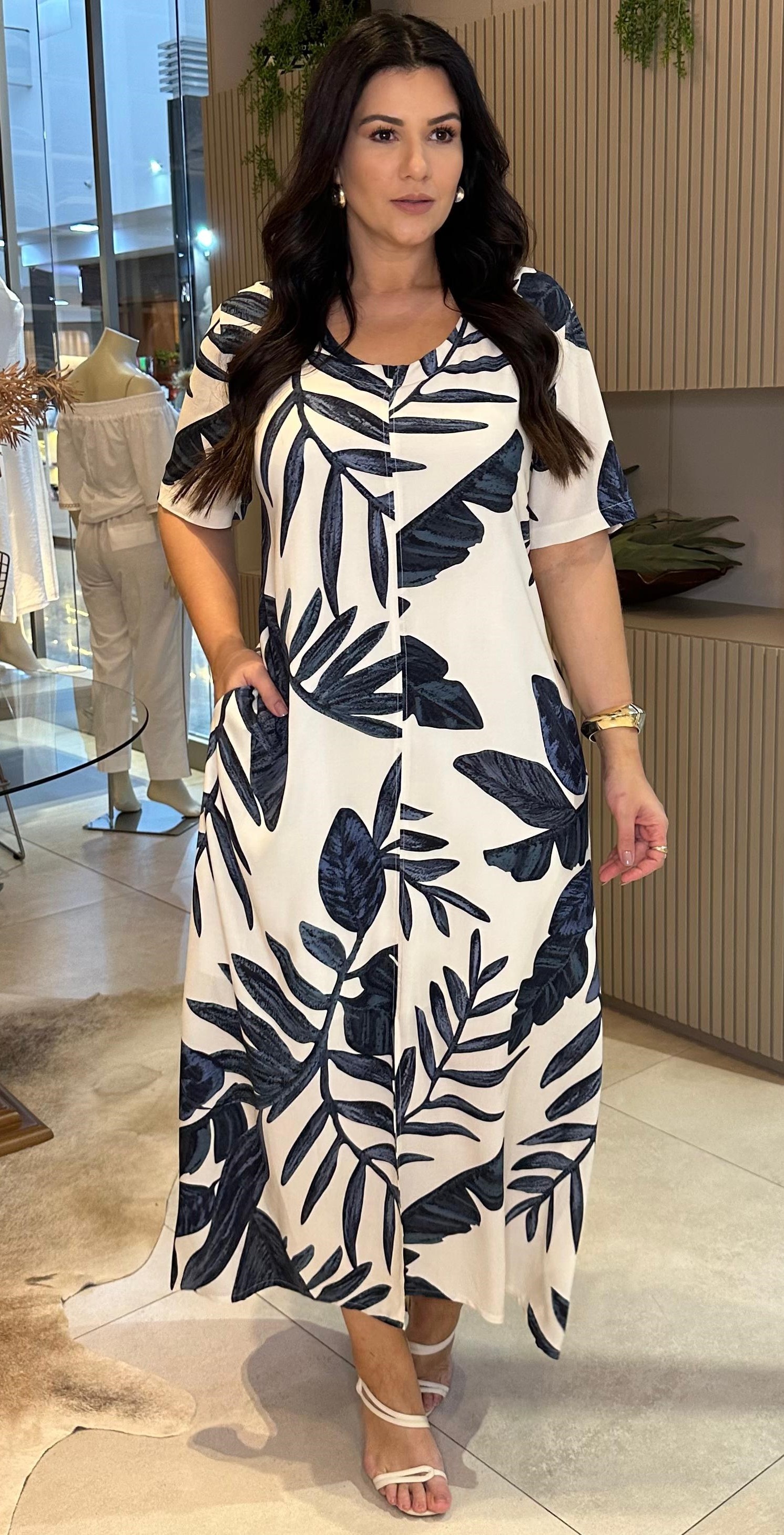 VESTIDO DE VISCOSE ESTAMPADO 