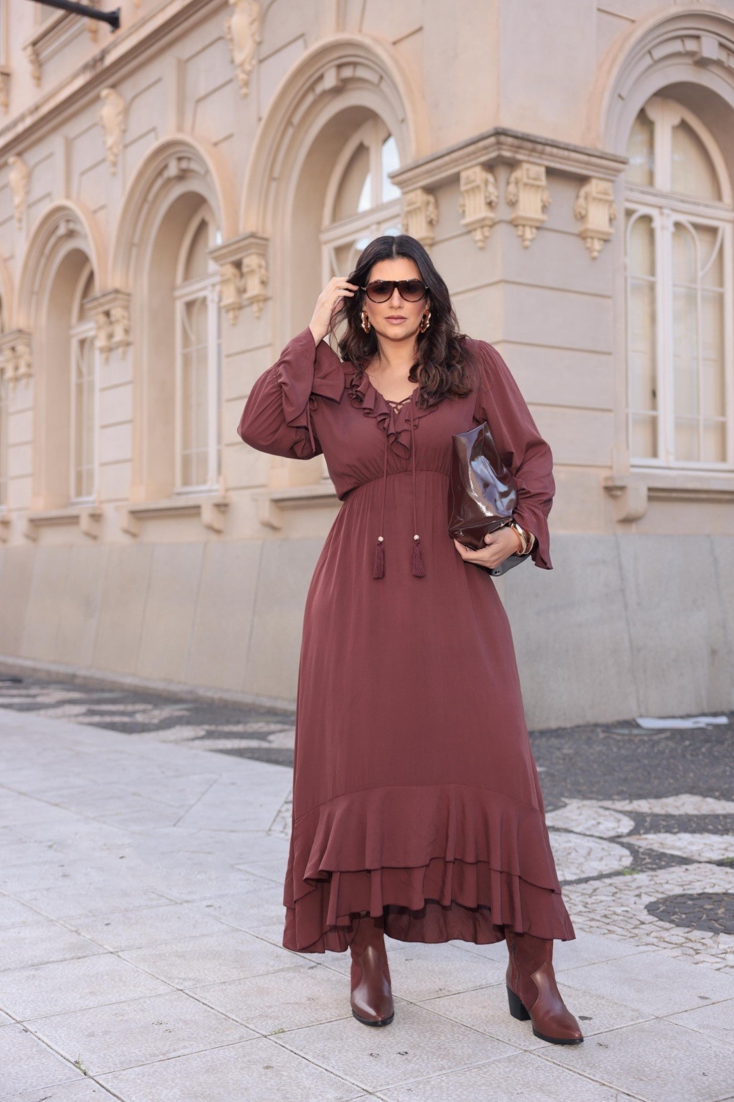VESTIDO VISCOSE COM BABADO 