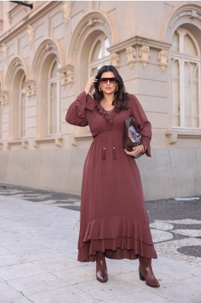 VESTIDO VISCOSE COM BABADO 