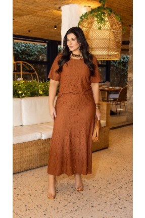CONJUNTO DE MALHA RENDA SAIA E BLUSA 
