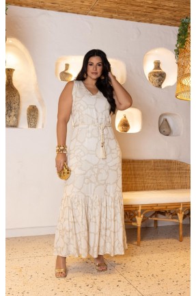 VESTIDO DE LINHO CAVADO COM CINTO 